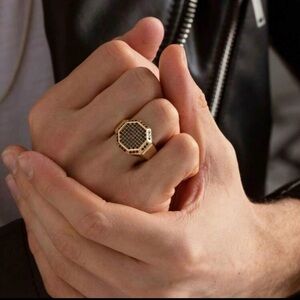 Gold Hexagonal Men's Ring
